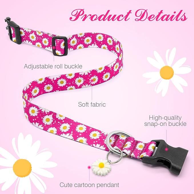 BiPawTi Pink Floral Dog Collar for Girls