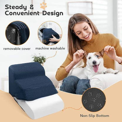 Mestuel Dog Stairs for Small Dogs 3 Steps 60 lbs,