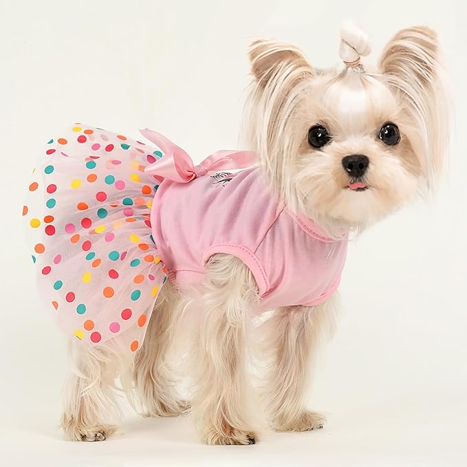 Dog Dresses for Small Dog Girls Dog Birthday Dress Cute Pet Princess Puppy Clothes Female Dog Clothes for Chihuahua Yorkie Clothes Small Dog Birthday Outfit Apparel