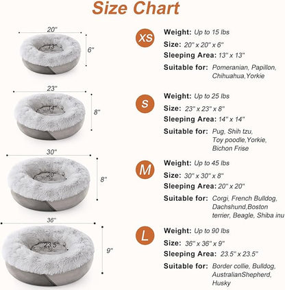 JOEJOY Calming Dog Bed for Small Medium Large Dogs (36", Grey)