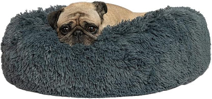Best Pet Supplies Round Donut Dog Bed with Plush Faux Fur Fabric 24x24x7''