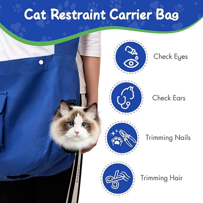 Cat Dog Carrier Sling Soft-Sided Pet Supplies, Hands Free Shoulder Crossbody Pouch Bag Cat Carrying Backpack, Color Blue Size L Pet Tote Holder Nail Trimming Outdoor Traveling for 8-20 lbs