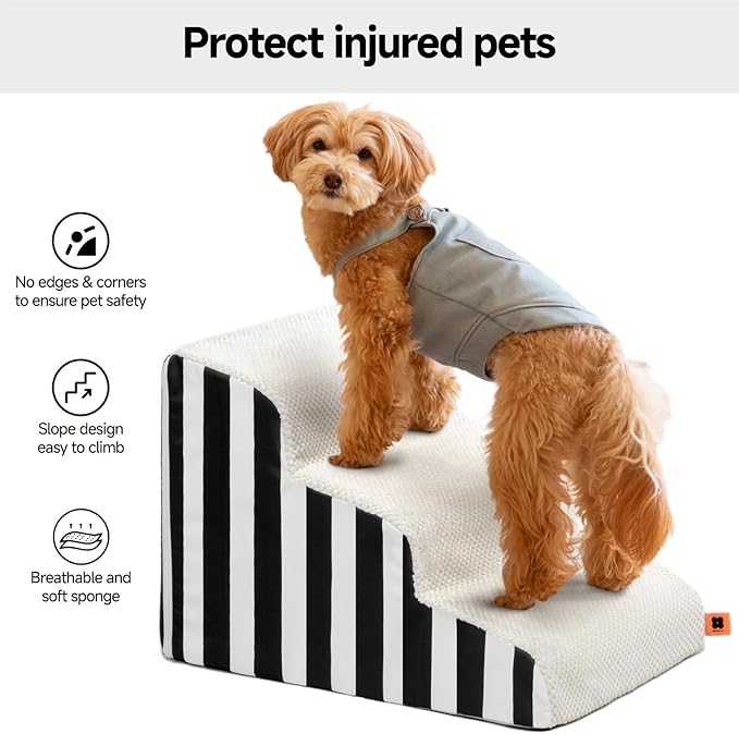 MEWOOFUN Dog Stairs for Small Dogs 3-Tier Dog 50lbs Small
