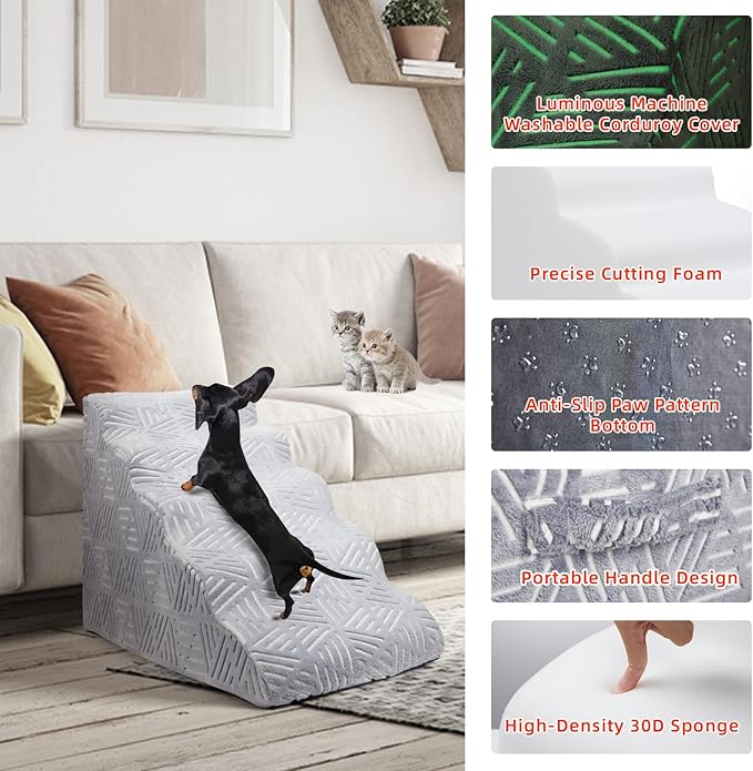 Foam 5 Tier Dog Steps&Stairs for High Beds 25 inches High