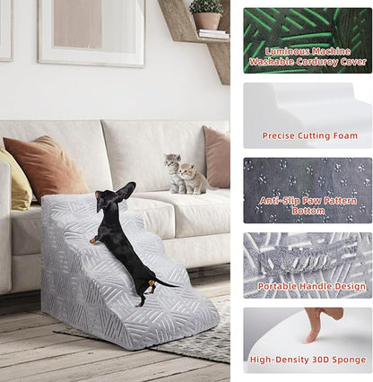 Foam 5 Tier Dog Steps&Stairs for High Beds 25 inches High