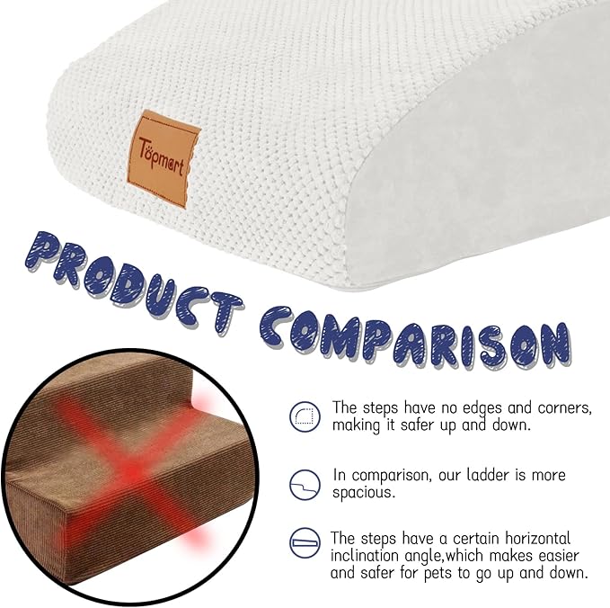 Topmart High Density Extended Foam Dog Ramp&Steps 2 Tiers 11.8" High,Non-Slip