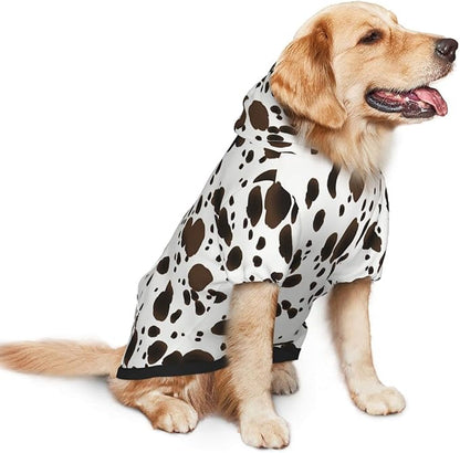 Cute Dalmatian Print Dog Hoodies，Dog Clothes with Pocket