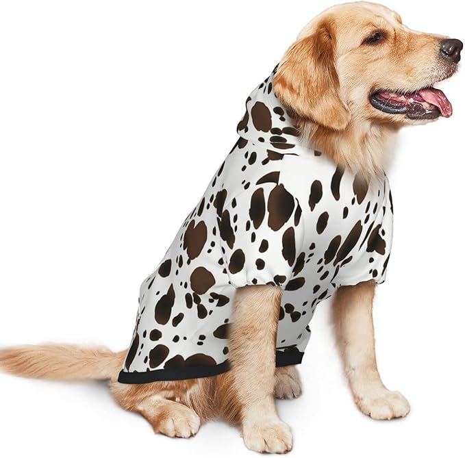 Cute Dalmatian Print Dog Hoodies，Dog Clothes with Pocket