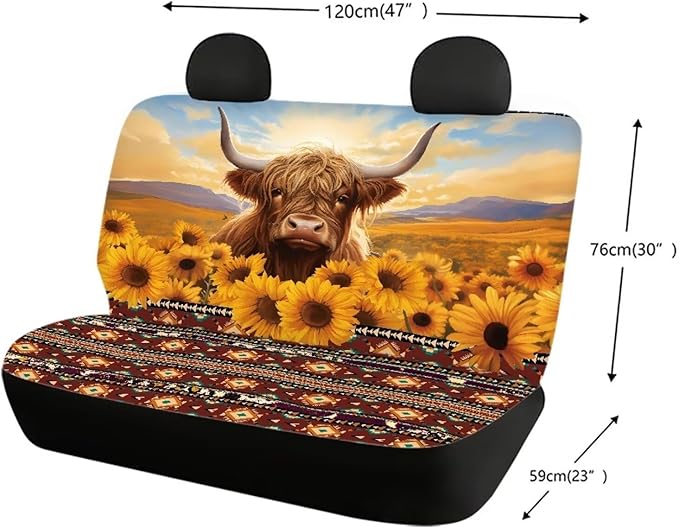 WELLFLYHOM Highland Cow Car Accessories Seat Cover