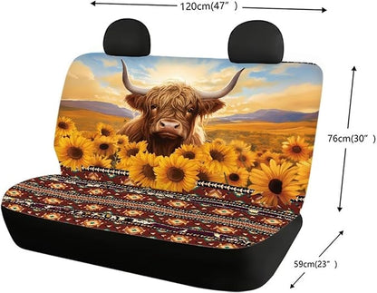 WELLFLYHOM Highland Cow Car Accessories Seat Cover