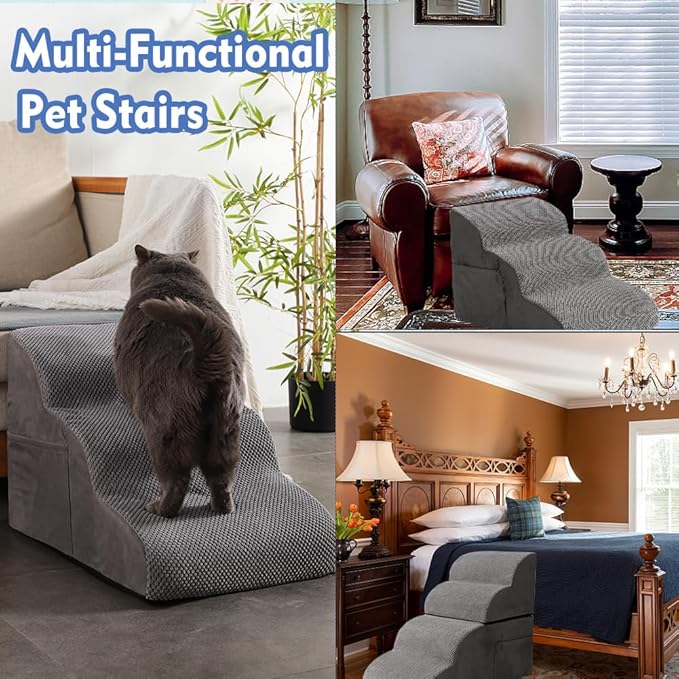 Furnishh Dog Stairs for Small Dogs High Bed Couch Chair 22.8 Inches 4-Step Pet