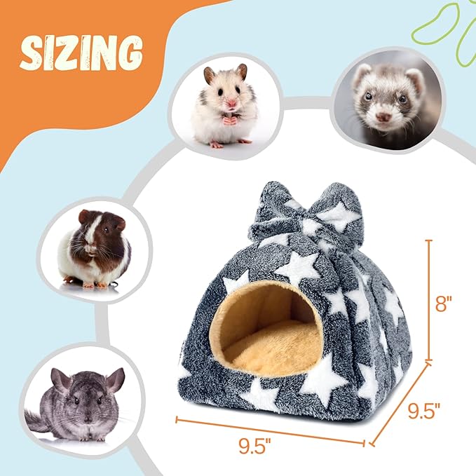 Guinea Pig Hideout Hamster Bed Chinchilla House Cute Habitat Warm&Cozy Cage Accessories for Ferret Hedgehog Small Pet Washable