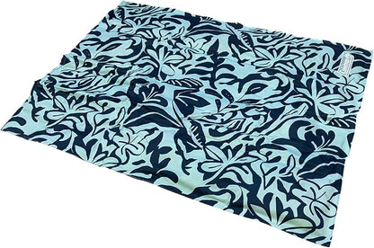 Coleman Small Navy Botanical Pattern Reversible Cooling Mat 18” x 24”