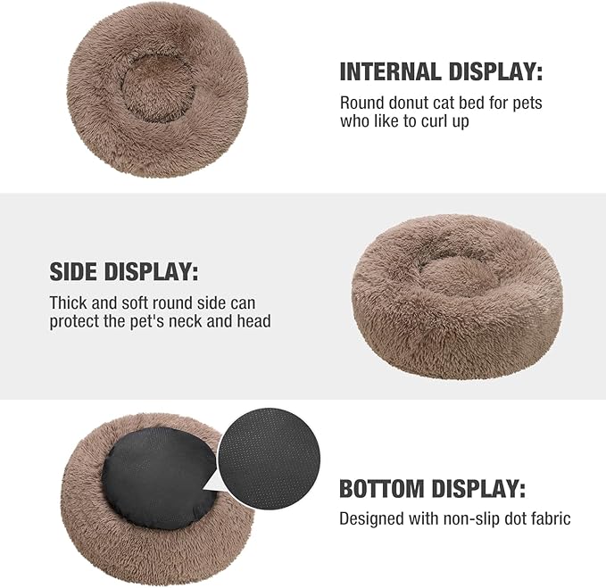 Veehoo Calming Dog Bed for Large Medium Dogs 45 lbs 30", Camel