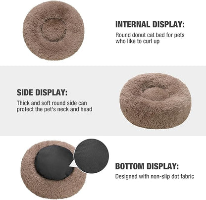 Veehoo Calming Dog Bed for Medium Small Dog 25 lbs 23", Camel