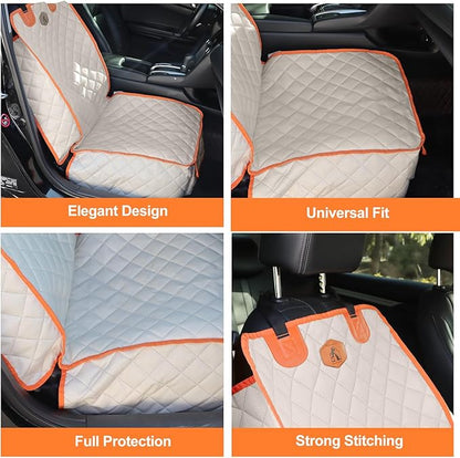 Ultimate Full Protection Dog Car Seat Cover Front Seat Protector with Storage Pocket Nonslip Scratchproof Durable & Padded Pet Hair Resistant Blankets for Cars