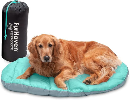 Furhaven Outdoor Travel Dog Bed for Large/Medium Dogs w/ Carry Bag