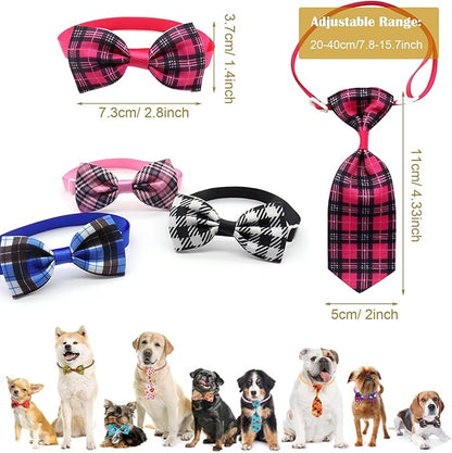 Allazone 24pcs Dog Neckties Dog Ties Adjustable Pet Neck Tie for Small Medium Puppy Cat Kitten Party Festival Birthday Gift Valentine's Holiday Wedding Assorted Doggies Grooming Supplies Accessories