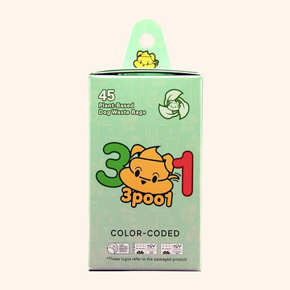 Color-Coded Dog Poop Bags 45 bags (3 rolls)