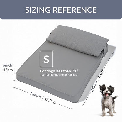 24"x 18" x 6" Washable Dog Bed with Square Pillow and Waterproof Cover, High Density Foam Scratch Proof Small Dog Bed with Orthopedic Support, Ultrasoft Breathable Pet Bed, Gray