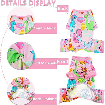 Dog Pajamas Dog Pjs Dog Onesie Summer Dog Clothes for Small Medium Dogs Girl Cute Puppy Pjs Clothes Doggie Onesies Cat Pet Jammies Outfit (X-Small)