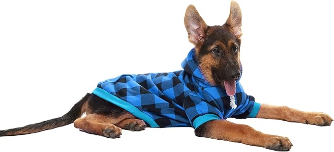 KOOLTAIL Plaid Dog Hoodie Pet Clothes Sweater with Hat and Pocket for Small Medium Large Size Dogs