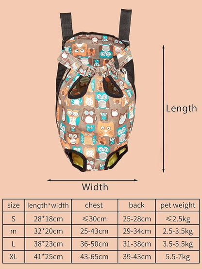 QWINEE Dog Carrier Backpack Cartoon Owl Front Legs Out Cat Dog Carrier Backpack Adjustable Hands Free Puppy Travel Bag for Small Medium Dogs Cats Multicolor L