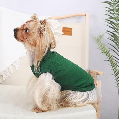 Dog Shirt Vest Clothes for Small Dogs Boy Girl Summer Solid Stretchy Puppy T-Shirts Soft Cool Breathable Lightweight Dog Sweatshirt Pet Cat Outfit