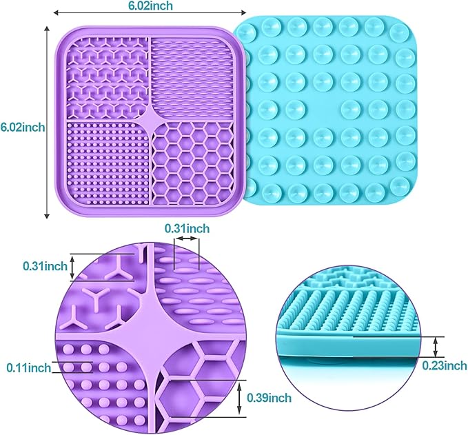 2PCS Licking Mat for Dogs with Suction Cups, Premium Lick Pad for Anxiety Relief, Slow Feeder Dog Bowls, Perfect for Bathing, Grooming and Training