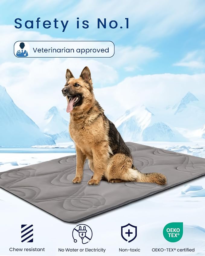 ZonLi Dog Cooling Mat, 48" x 28"Large, Cooling Pad for Dog with Premium Silicone, Pet Cooling Mats Reversible (Cool & Warm) for Crate, Kennel, Sofa, Bed, Washable, Durable, Polar Grey