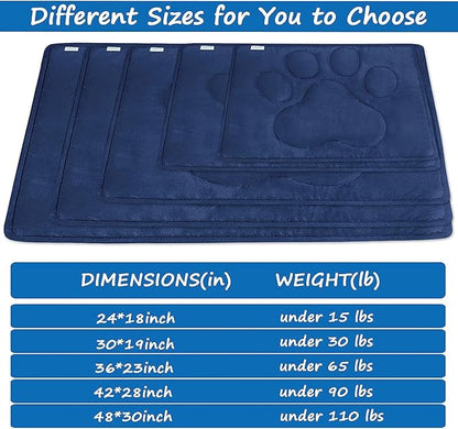 2 Pack Dog Crate Pad (23"x 36"), Dog Crate Mat with Anti-Slip Bottom, Dog Mats for Sleeping, Breathable Dog Crate Bed Kennel Pad, Washable Dog Bed Crate Mat, Navy&Grey