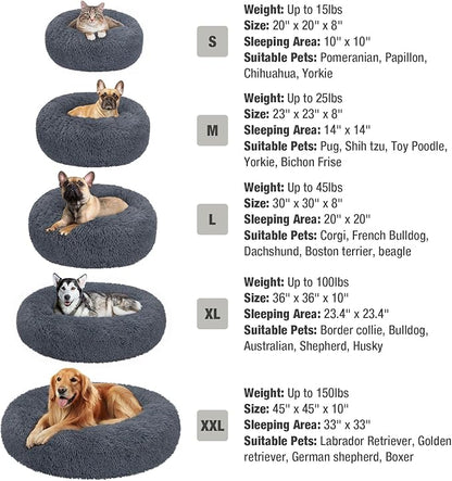 Veehoo Calming Dog Bed for Large Medium Dogs 45 lbs 30", Dark