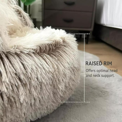 Cat Bed Round Fluffy Hooded Cat Bed Cave