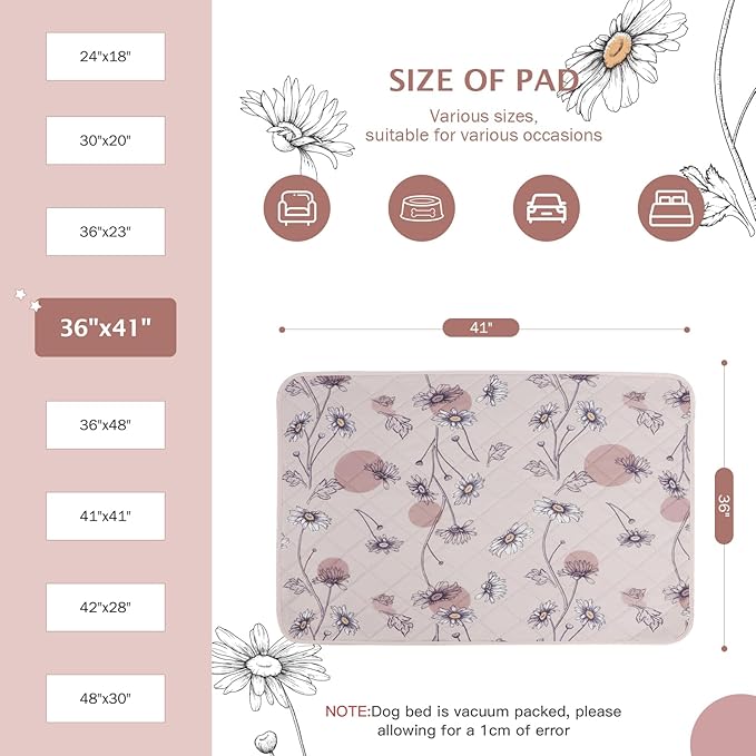 IEUUMLER Washable Pee Pads for Dogs 2 Pack EU007 (Pink 36"X41"-2pcs)