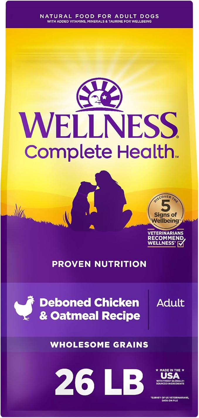 Wellness Complete Health Adult Dry Dog Food, Deboned Chicken & Oatmeal Recipe, 26 Pound Bag