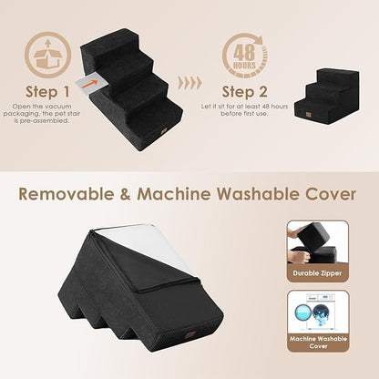 EHEYCIGA Dog Stairs for Small Dogs 13.5" H 3-Step Dog