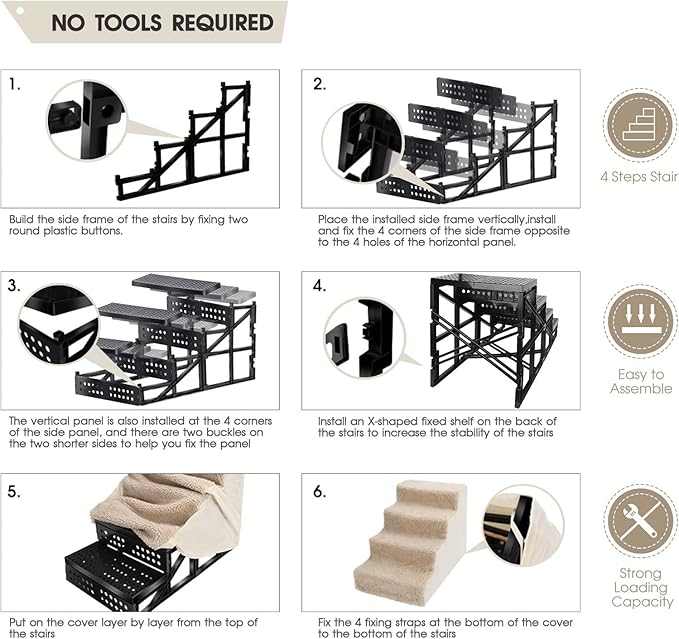 Topmart Dog Stairs&Steps for Small Dogs & Cats 4 Tiers