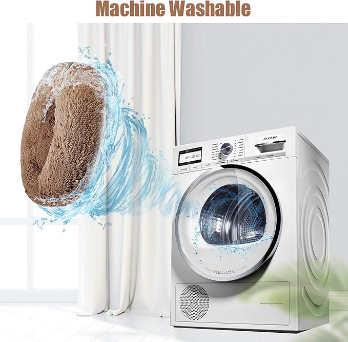 Aurako Cat Bed Dog Bed Round Cushion Pet 23" Khaki