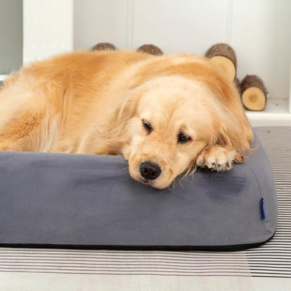 pettycare Orthopedic Dog Bed for Large Dogs Waterproof Pet Bed Soft Sofa with Two Fabrics Washable Removable Cover Egg Foam Support Anti-Slip Bottom Extra Head and Neck Support Sleeper