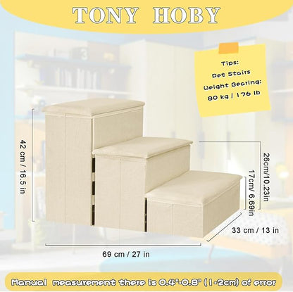 TONY HOBY Foldable Dog Stairs 3-Steps for 3 Steps)