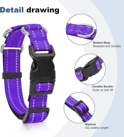 Reflective Martingale Dog Collars. Dog Collar with Quick