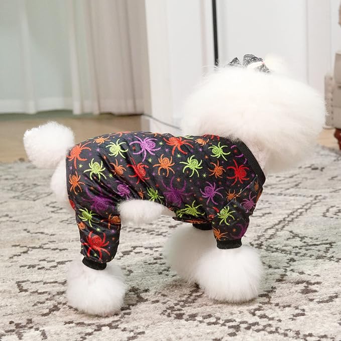 CuteBone Dog Halloween Pajamas Spider Clothes Soft Puppy Pjs for Small Dogs P250M