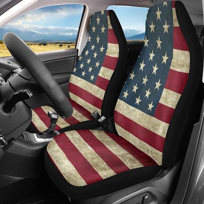 American Flag Printed Car Seat Covers Washable Seat Protector for Women Men Air Mesh Cloth Automotive Vehicle Seat Covers for Cars Interior for Cars