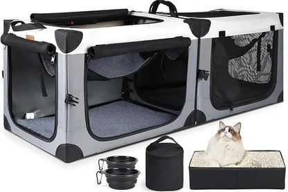 Lekereise Collapsible Dog Crate for Travel 2-in-1 (16.5" x2) x12.6"x12.6"