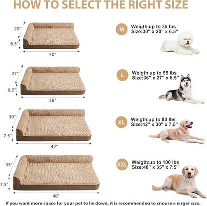 BFPETHOME Orthopedic Dog Beds for Large Dogs-Waterproof Sofa Dog Bed with Removable Washable Cover