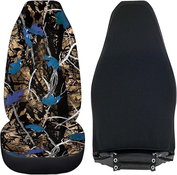 Blue Camo Hunting Seat Covers for Cars Front Seat