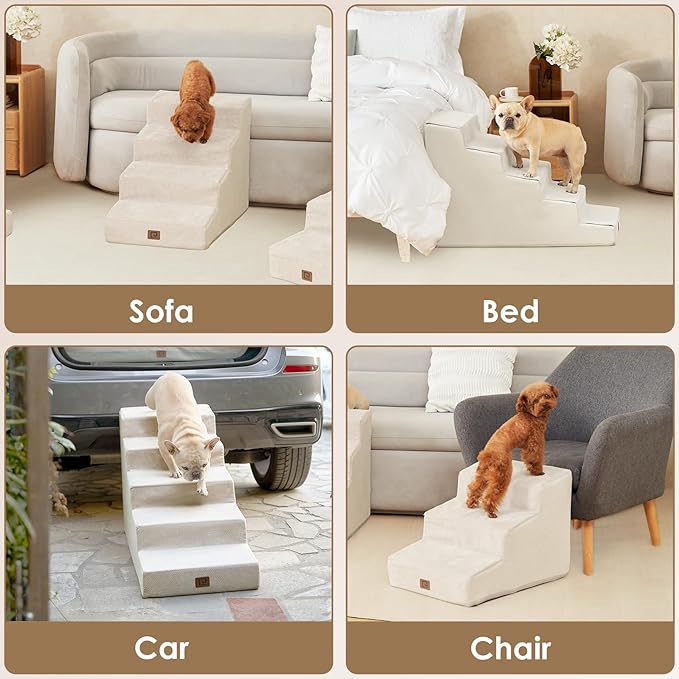 EHEYCIGA Dog Stairs for Small Dog 22.5”H 5-Step Slope