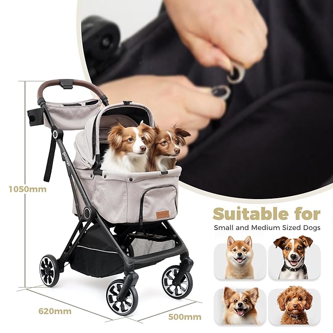 Folding Dog Stroller 4 Wheels 180 °
