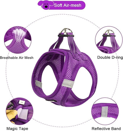 YIMEIS Dog Harness and Leash Set, No Pull Soft Mesh Pet Harness, Reflective Adjustable Puppy Vest for Small Medium Large Dogs, Cats (Purple, X-Small (Pack of 1)