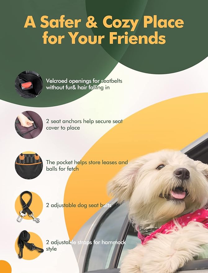 Dog Car Seat Cover for Back Seat 4 in 1 Waterproof Trucks-53'x59, Black